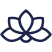 A lotus flower icon on a black background.