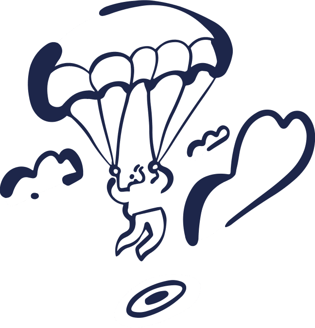 A man in a parachute flying in the sky.
